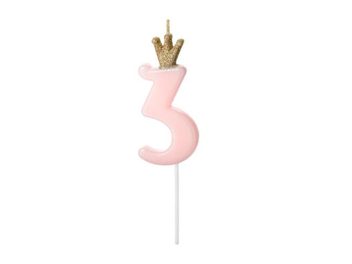 Picture of CANDLE CROWN PINK NUMBER 3